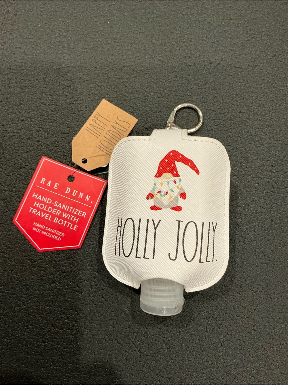 Rae Dunn White 'Holly Jolly' Gnome Hand Sanitizer Holder - NWTs!